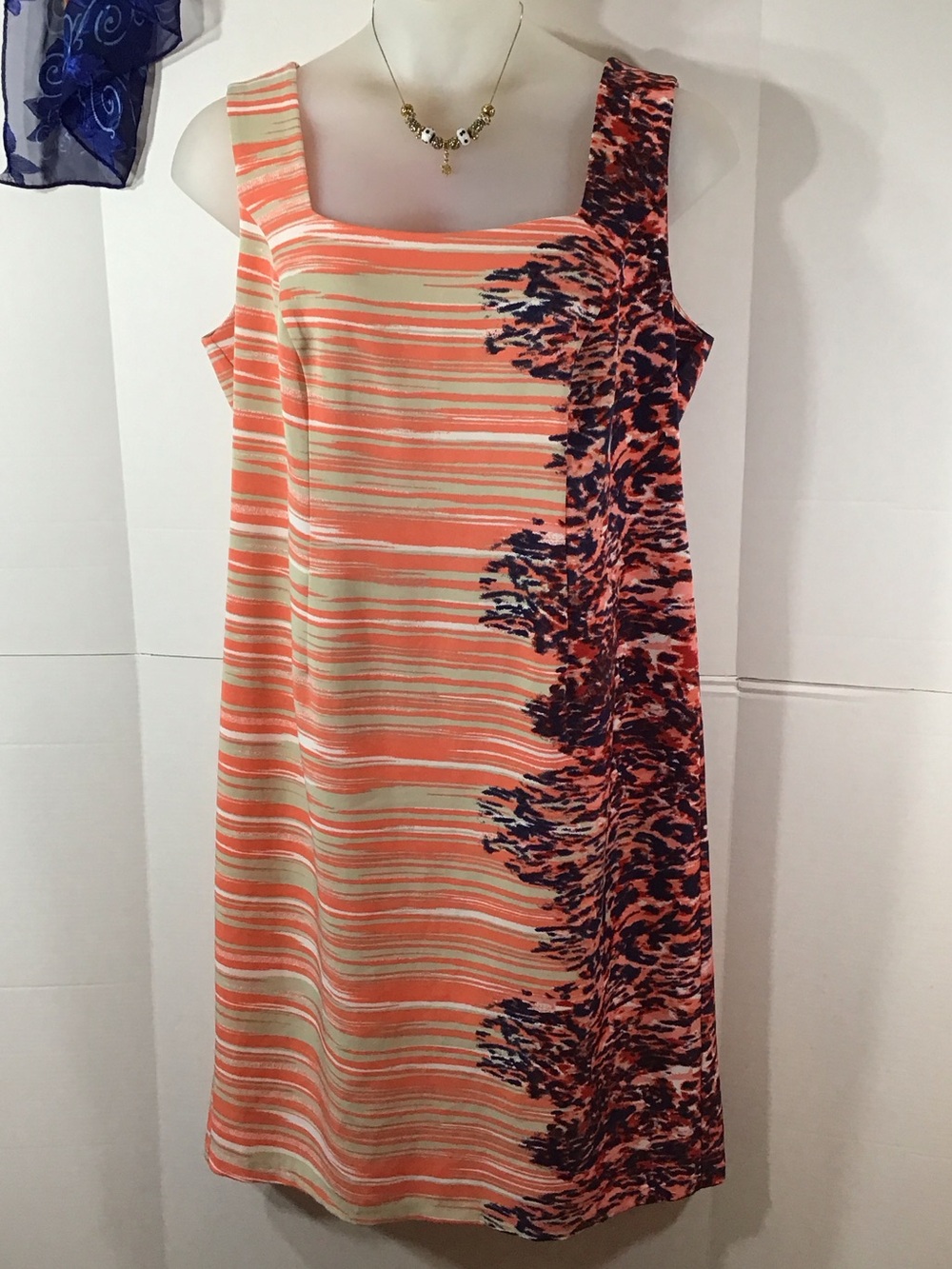 Maya Brooke mixed print sheath shift sleeveless dress 16W